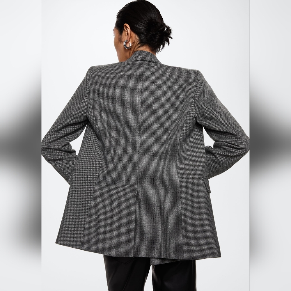 Mango Houndstooth Wool-Blend Blazer - Picture 2 of 9